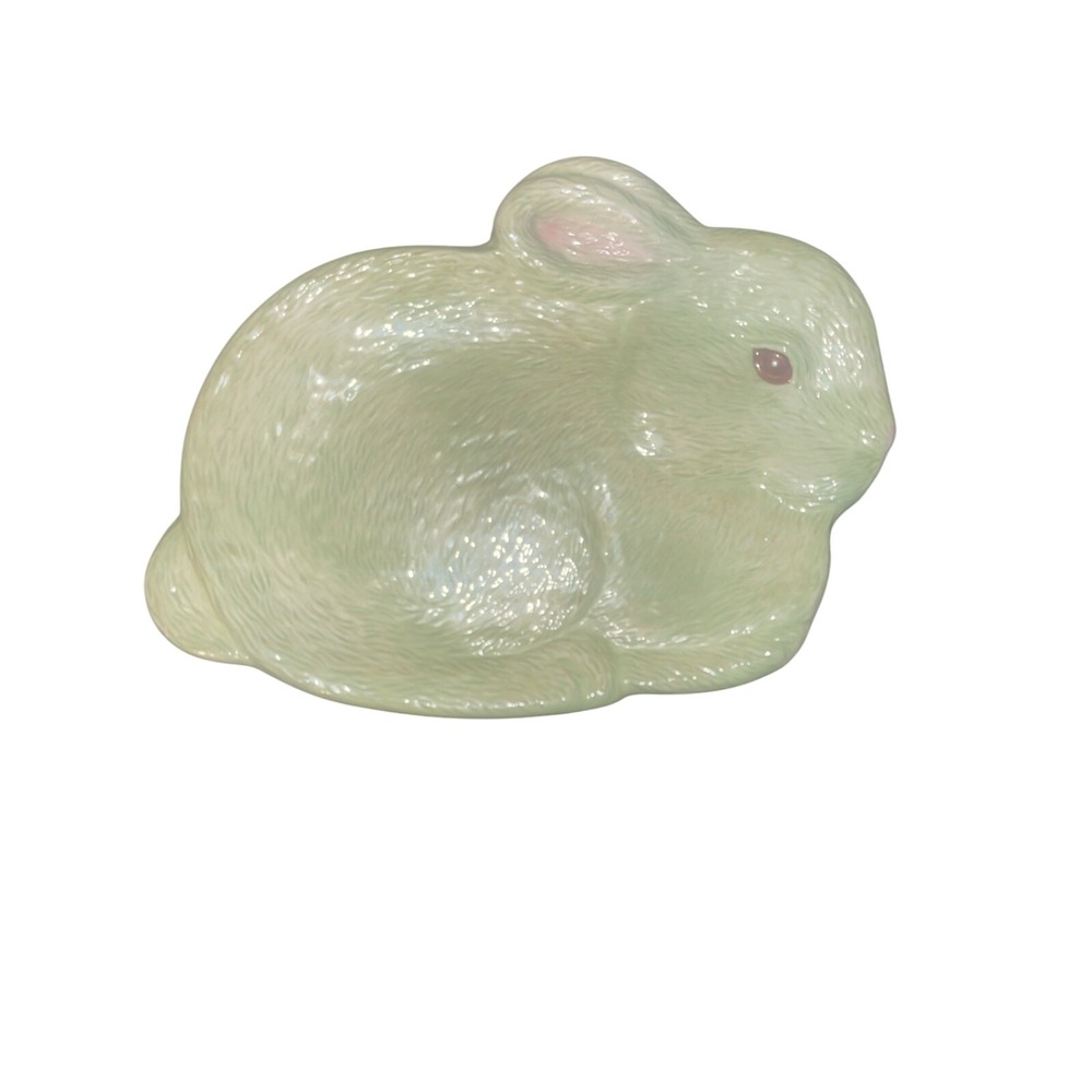 Set of 3 Hallmark Bunny Rabbit Easter Spring Salad Dessert Plate 8" Lime Green